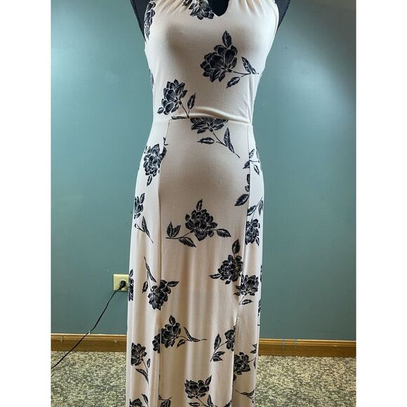 Candie's Strappy Halter Light Pink Floral Maxi Dress Lined Slits Women's Size XS - Picture 9 of 12